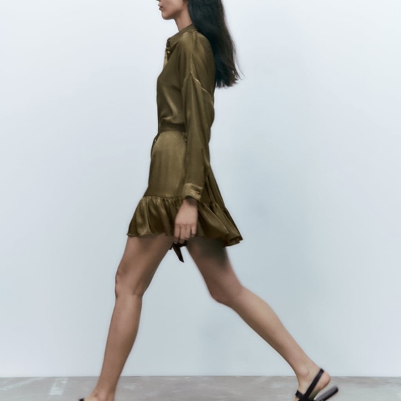 Zara satin effect shirt black dress - Picture 4 of 7